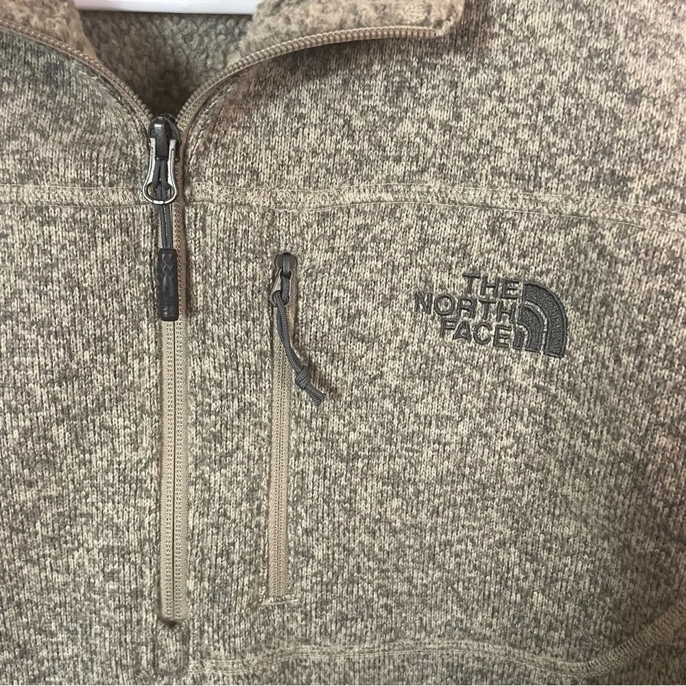 The North Face Gordon Lyons 1/4 Zip Pullover Sherpa Lined Gray Oatmeal Size‎ M
